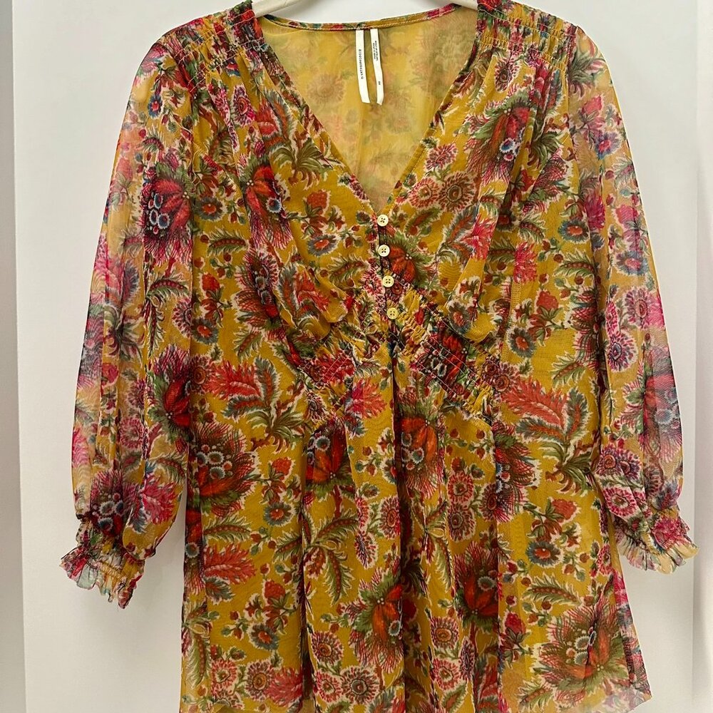 Anthropologie sheer floral top